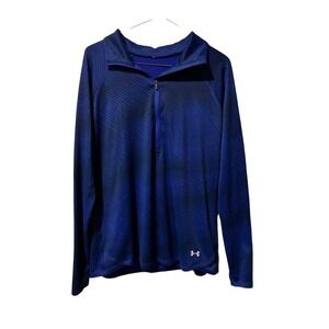 Under Armour Womens Blue Stripe Quarter Zip Long Sleeve Running Pullover Shirt